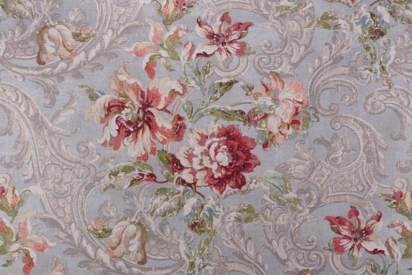 Waverly Fresco Flourish Printed Cotton Drapery Fabric in Jewel