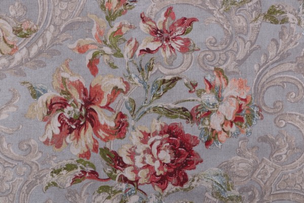 Waverly Fresco Flourish Printed Cotton Drapery Fabric in Jewel