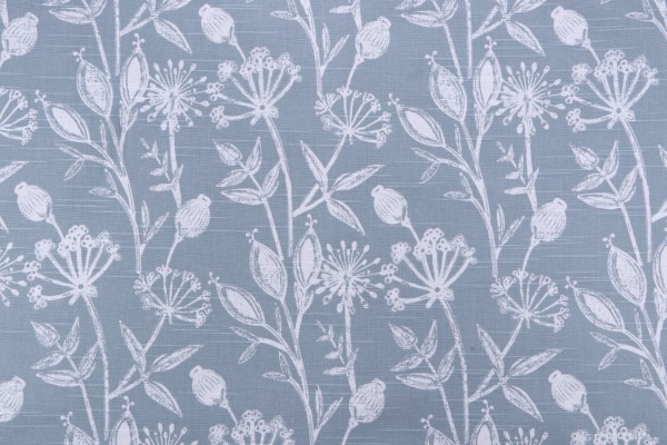 Sample of Premier Prints Daman-Slub Canvas Printed Cotton Drapery Fabric in Shy Blue 