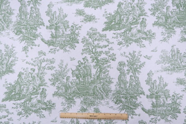 Sample of Premier Prints Colonial Toile Printed Cotton Drapery Fabric in Pine 
