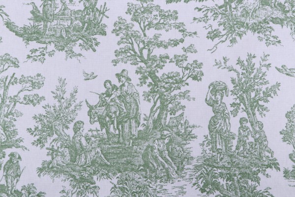 Sample of Premier Prints Colonial Toile Printed Cotton Drapery Fabric in Pine 