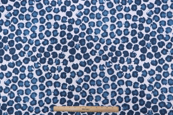 Premier Prints Freedom-White Slub Linen Printed Drapery Fabric in Prussian Blue 