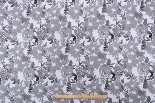 Premier Prints Zinnia-Slub Canvas Printed Cotton Drapery Fabric in Raven 