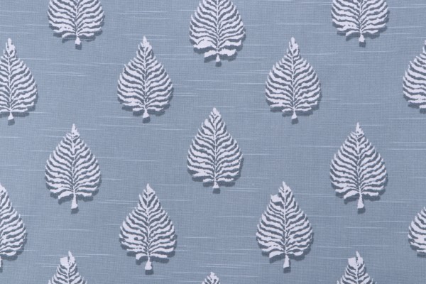 Premier Prints Reflection-Slub Canvas Printed Cotton Drapery Fabric in Shy Blue 