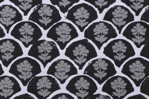 Premier Prints Petal-Slub Canvas Printed Cotton Drapery Fabric in Raven 
