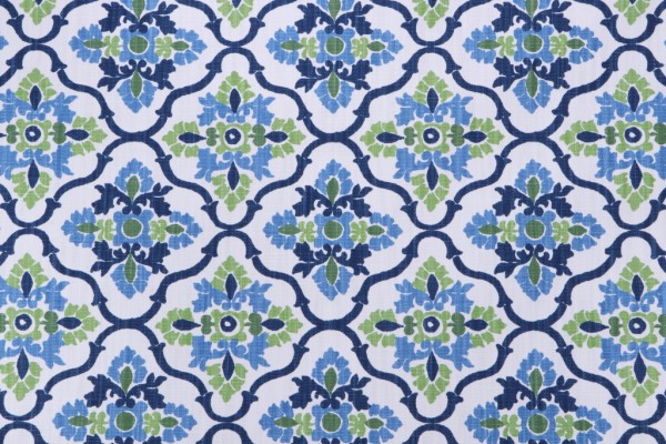 Premier Prints Plumbago-White Slub Linen Printed Drapery Fabric in Courtyard 