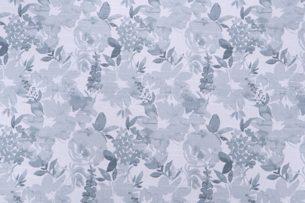 Premier Prints Zinnia-Slub Canvas Printed Cotton Drapery Fabric in Shy Blue 