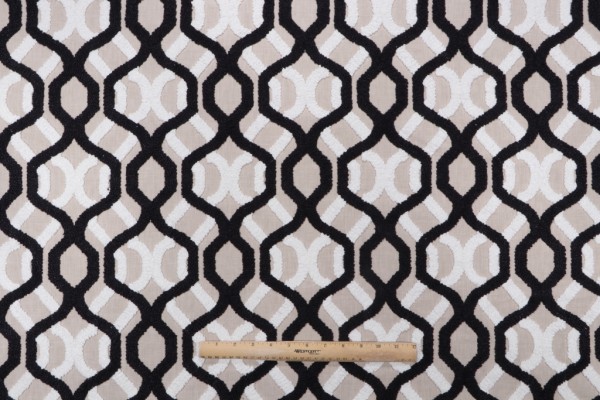 Kaufmann Candice Embroidered Drapery Fabric in Onyx 
