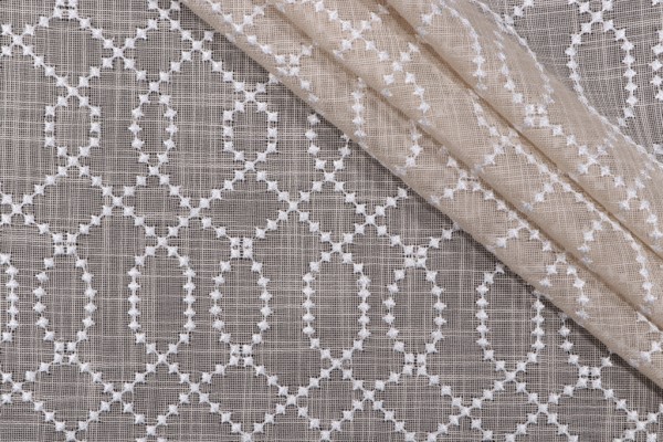 Kaufmann Ultimate Sheer Embroidered Drapery Fabric in Natural 