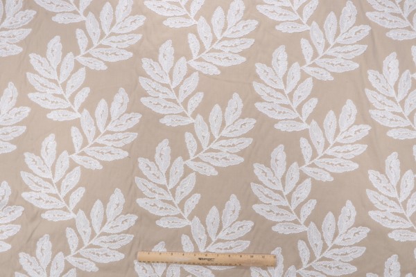 Fiona Embroidered Drapery Fabric in Natural