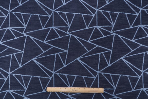 Fractal Woven Upholstery Fabric in Indigo