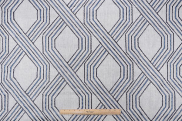 Click for 5.75 Yards Lyons Embroidered Drapery Fabric in Marine Lyons Embroidered Drapery Fabric in Marine