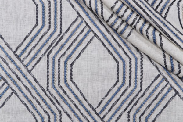 Click for 5.75 Yards Lyons Embroidered Drapery Fabric in Marine Lyons Embroidered Drapery Fabric in Marine