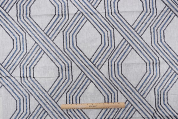 Click for 1.25 Yards Lyons Embroidered Drapery Fabric in Marine Lyons Embroidered Drapery Fabric in Marine