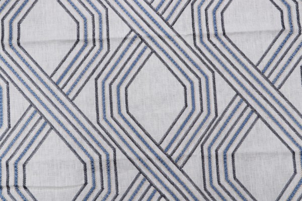 Click for 1.25 Yards Lyons Embroidered Drapery Fabric in Marine Lyons Embroidered Drapery Fabric in Marine