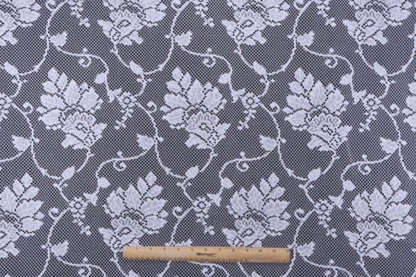 1 Yard Aliyah Sheer Lace Drapery Fabric in White