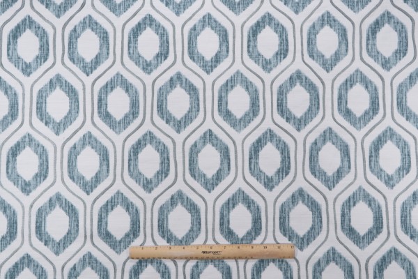 Hamilton Piper Printed & Embroidered Drapery Fabric in Lake 