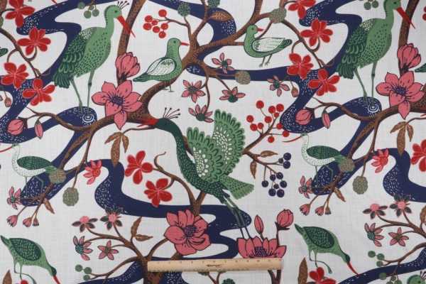 Hamilton Tisbury Printed Cotton Drapery Fabric in Jewel 