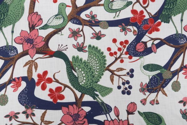 Hamilton Tisbury Printed Cotton Drapery Fabric in Jewel 