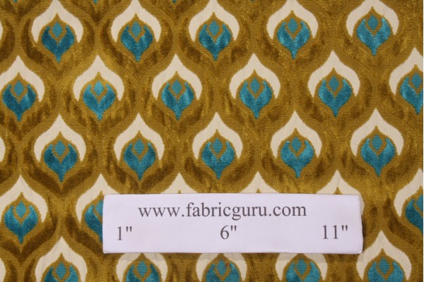 Sample of Hamilton Grenoble Grois Point Upholstery Fabric in Blue/Green 