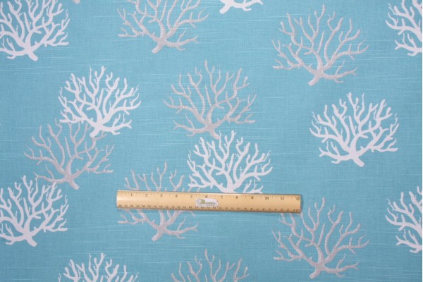 Premier Prints Isadella Slub Drapery Fabric in Coastal Blue