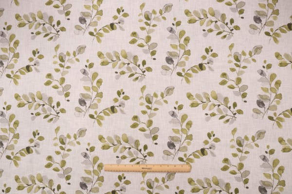 Stof Fabrics Acacia Printed Cotton Drapery Fabric in Vert