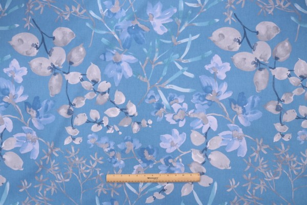 Kaufmann Bolero Printed Cotton Drapery Fabric in Marina