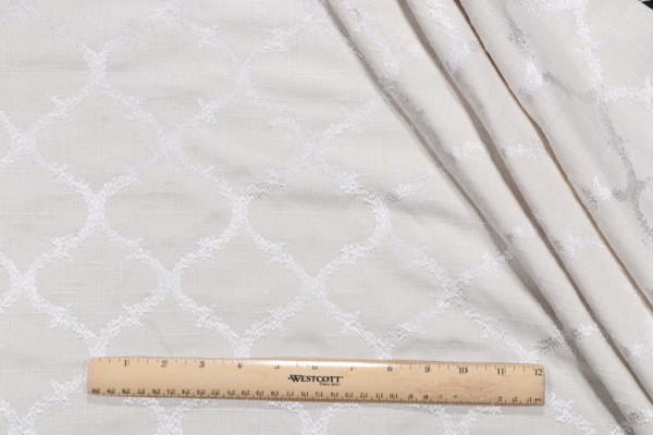 Richloom Koppel Embroidered Drapery Fabric in Ivory