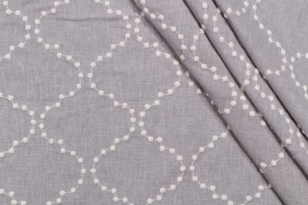 Kelly Ripa Home Pearl Drop Embroidered Drapery Fabric in Smoke