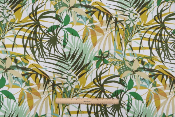 Stof France Poerani Printed Cotton Twill Drapery Fabric in Vert