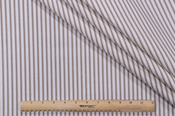 Sample of Magnolia Home Berlin Ticking Stripe Printed Cotton Drapery Fabric in Driftwood 