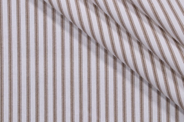 Sample of Magnolia Home Berlin Ticking Stripe Printed Cotton Drapery Fabric in Driftwood 
