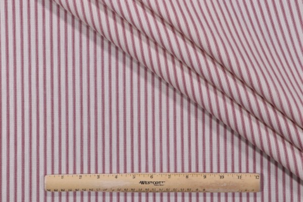 Magnolia Home Berlin Ticking Stripe Printed Cotton Drapery Fabric in Red 