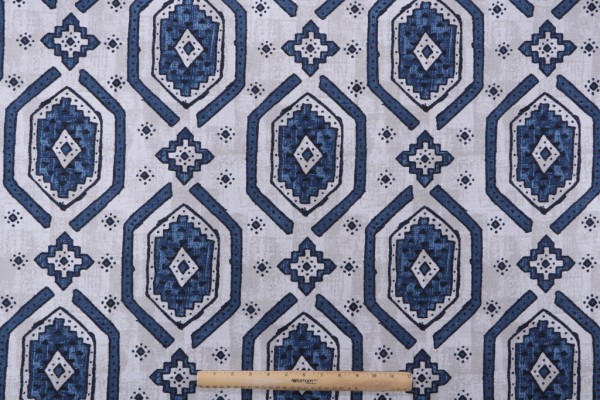 Click for Magnolia Home Kente Printed Cotton Drapery Fabric in Navy  Magnolia Home Kente Printed Cotton Drapery Fabric in Navy