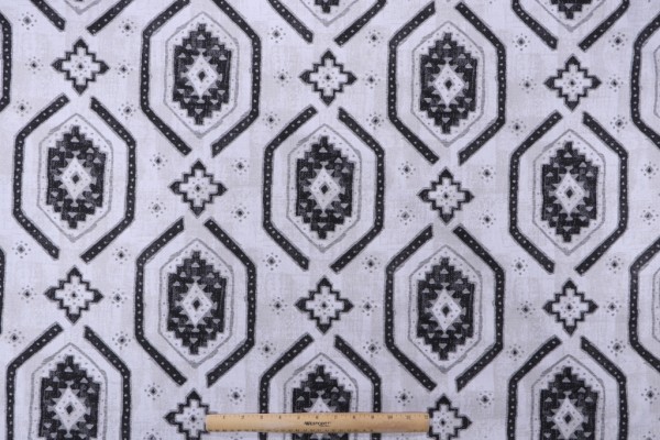Magnolia Home Kente Printed Cotton Drapery Fabric in Ebony 
