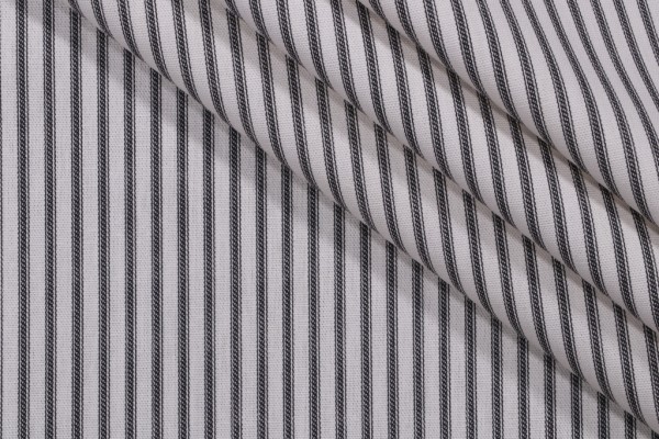 Click for Magnolia Home Berlin Ticking Stripe Printed Cotton Drapery Fabric in Black  Magnolia Home Berlin Ticking Stripe Printed Cotton Drapery Fabric in Black