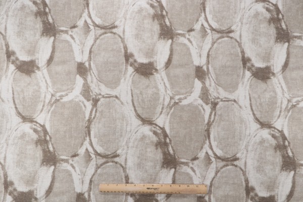 Hamilton Ellipse Printed Linen Drapery Fabric in Fossil 