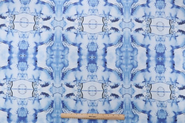 Sample of Hamilton Canton Printed Cotton Drapery Fabric in Blue 
