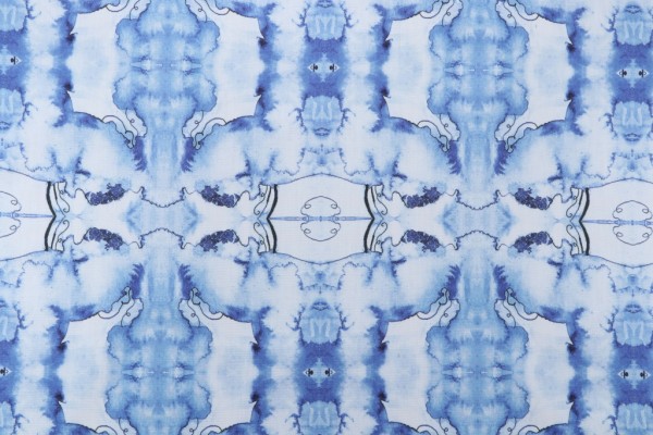 Sample of Hamilton Canton Printed Cotton Drapery Fabric in Blue 