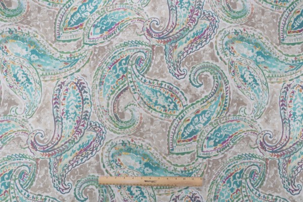 Click for 2.75 Yards Kelly Ripa Home Bright & Lively Printed Cotton Drapery Fabric in Seaglass Kelly Ripa Home Bright & Lively Printed Cotton Drapery Fabric in Seaglass