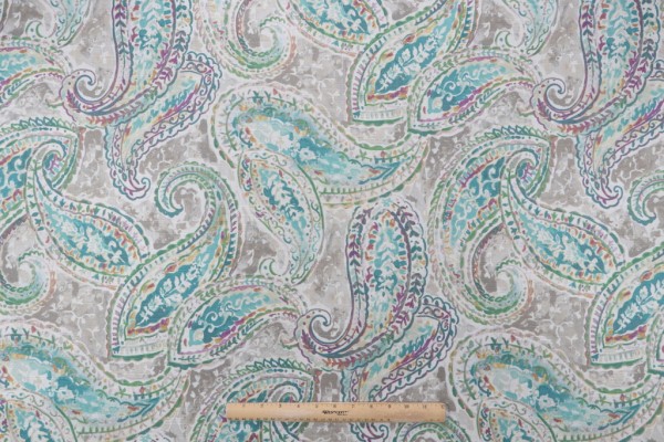 Click for 1.88 Yards Kelly Ripa Home Bright & Lively Printed Cotton Drapery Fabric in Seaglass Kelly Ripa Home Bright & Lively Printed Cotton Drapery Fabric in Seaglass