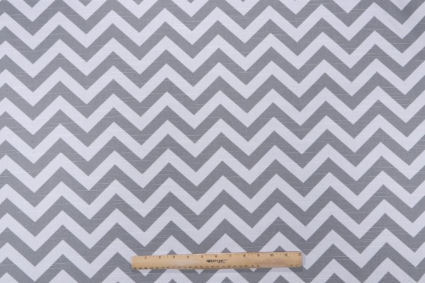 Premier Prints Zig Zag Slub Printed Cotton Drapery Fabric in Ash White