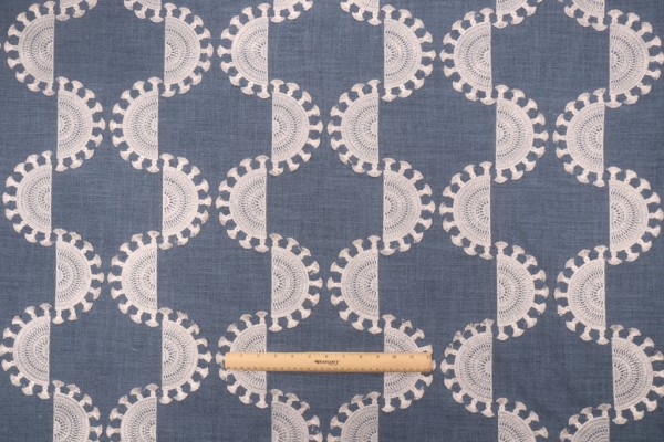 PK Lifestyles Solara Emb Woven Embroidered Drapery Fabric in Tide