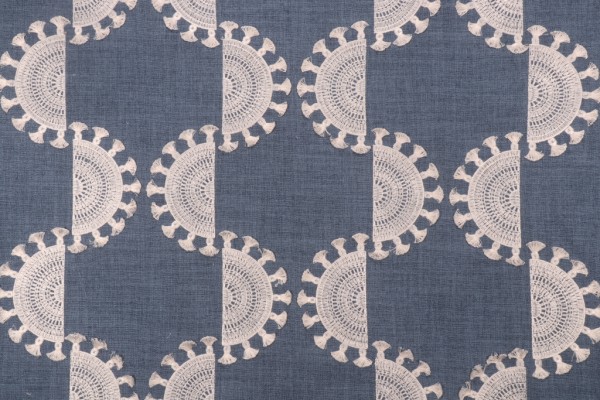 PK Lifestyles Solara Emb Woven Embroidered Drapery Fabric in Tide