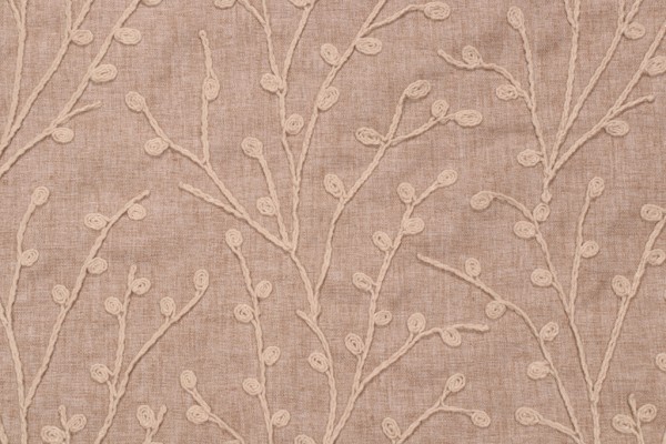 Richloom Topiary Embroidered Drapery Fabric in Linen