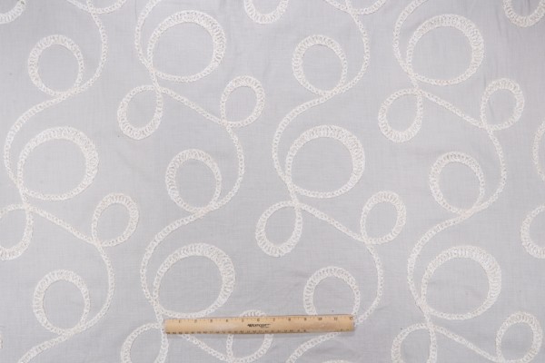 Roth & Tompkins O'Keefe Embroidered Cotton Drapery Fabric in Dove