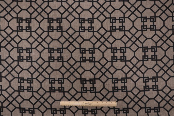 Shoji Printed Linen Drapery Fabric in Earth