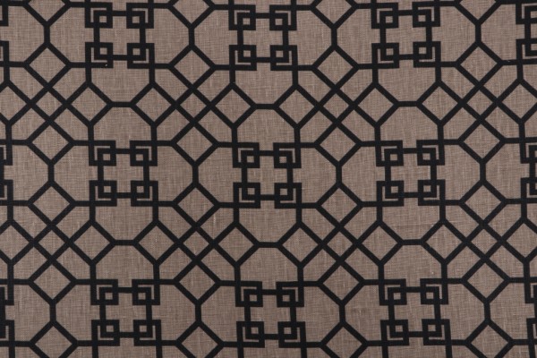 Shoji Printed Linen Drapery Fabric in Earth