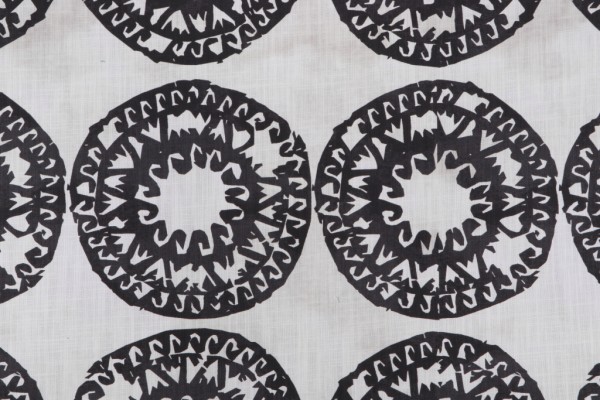 Medallions Printed Drapery Fabric in Carbon