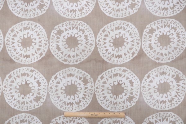 Medallions Printed Drapery Fabric in Husk